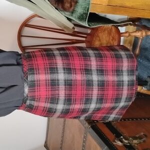 Eddie Bauer Red/Black/Grey Plaid Wool Wrap Skirt